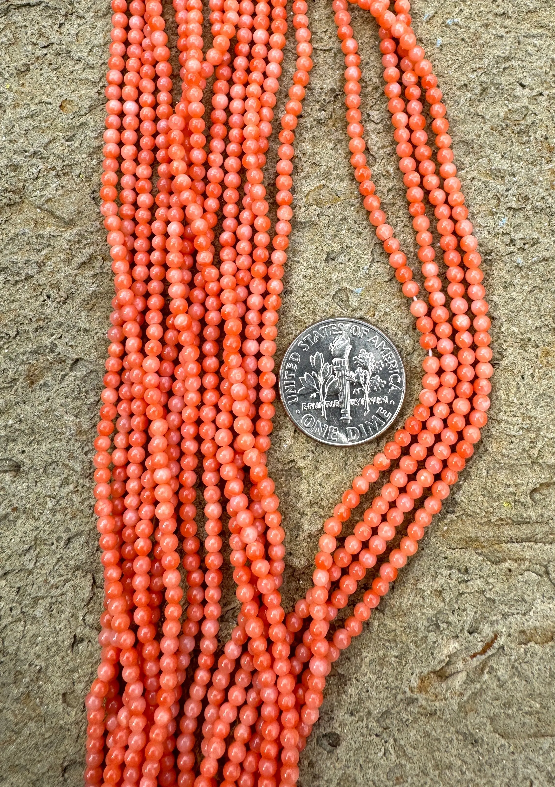 100% Natural High Quality Pink Coral (Taiwan) 2mm Round Beads (16 inch Strand)