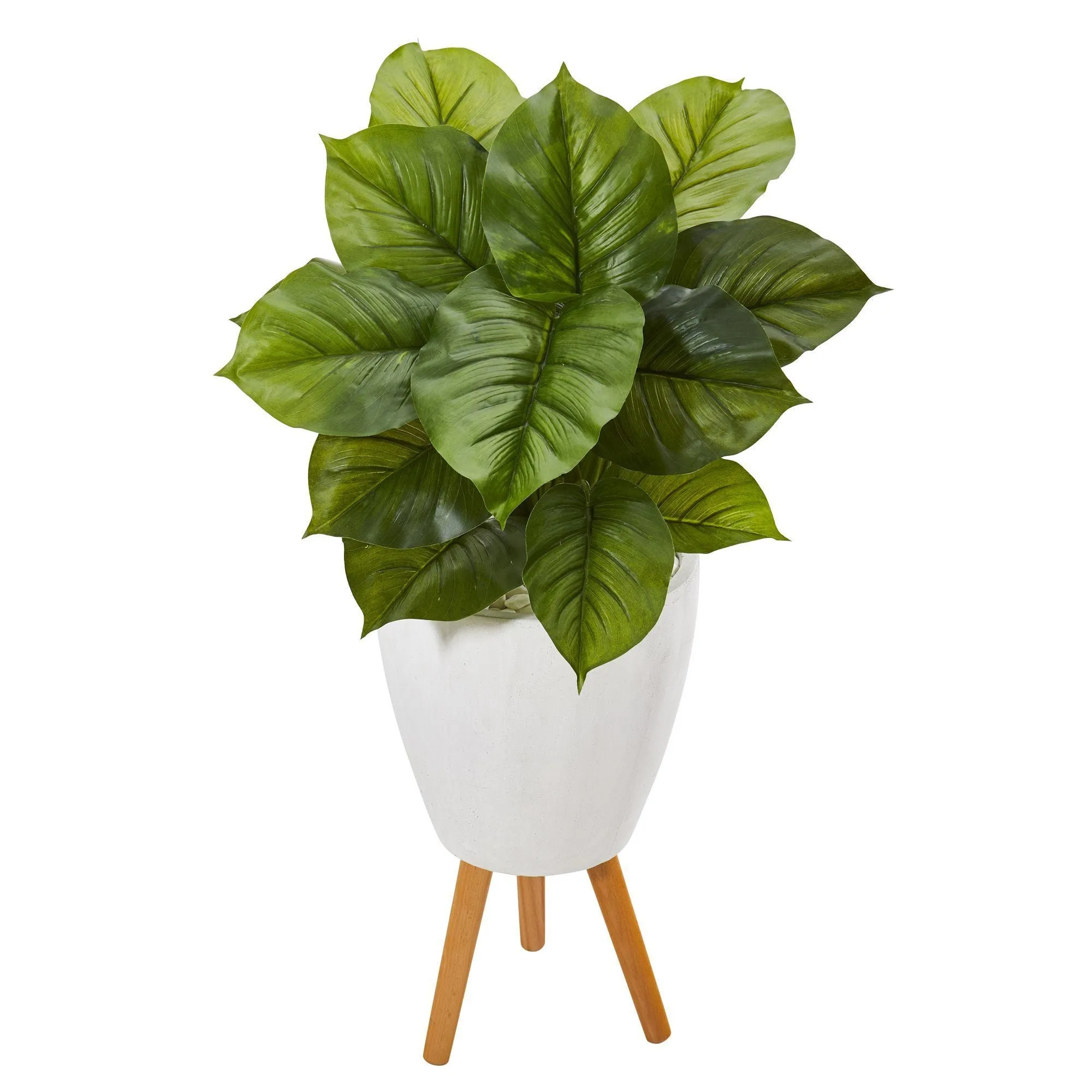 37” Large Philodendron Artificial Plant in White Planter with Stand (Real Touch)