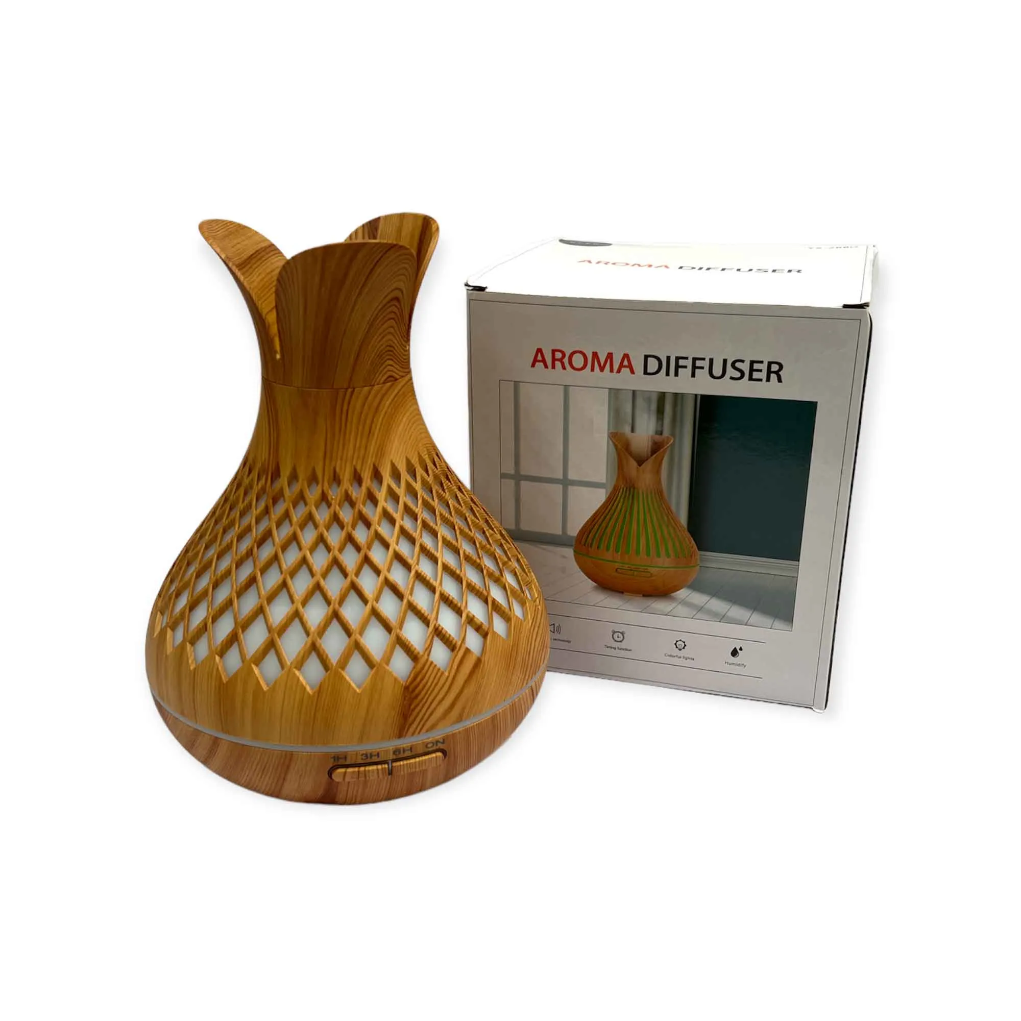 Aroma Diffuser and Remote - 500ml - Wood Mist Humidifier