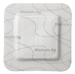 Coloplast 39637 Biatain Silicone Ag Foam Dressing, 4" x 4" (10cm x 10cm)