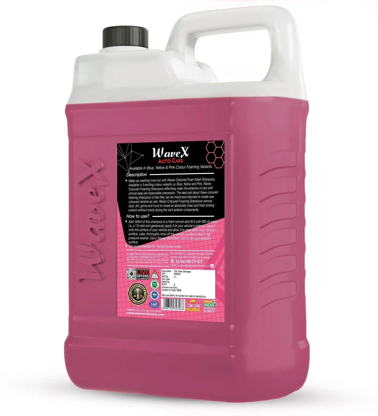 Colour Foam Wash Car Shampoo, Produces Thick Pink Colour Foam