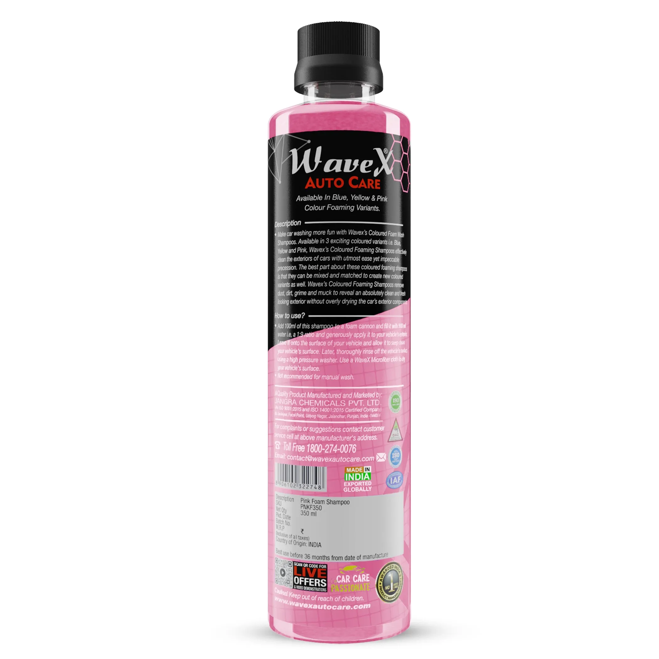 Colour Foam Wash Car Shampoo, Produces Thick Pink Colour Foam