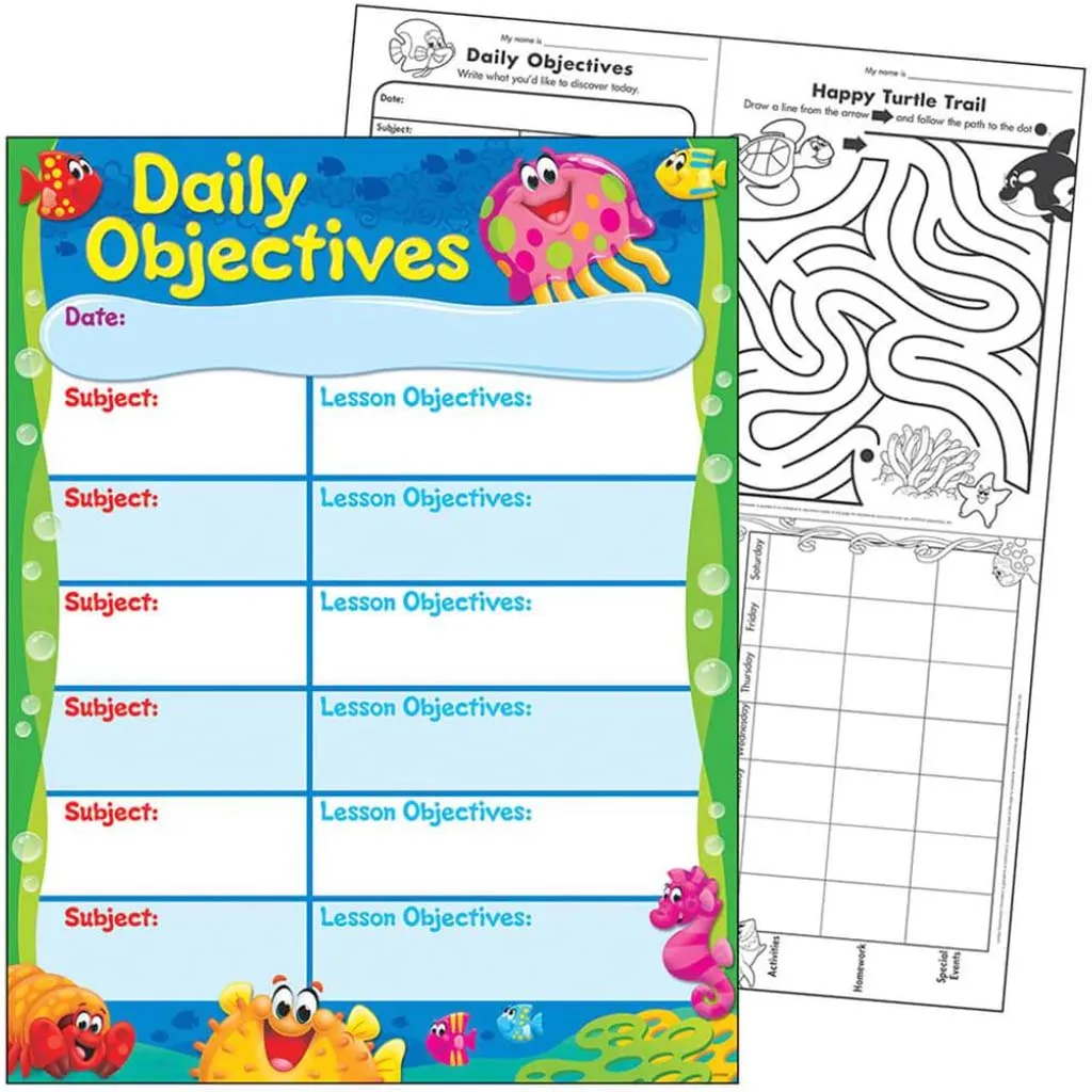 Daily Objectives Sea Buddies Learning Chart