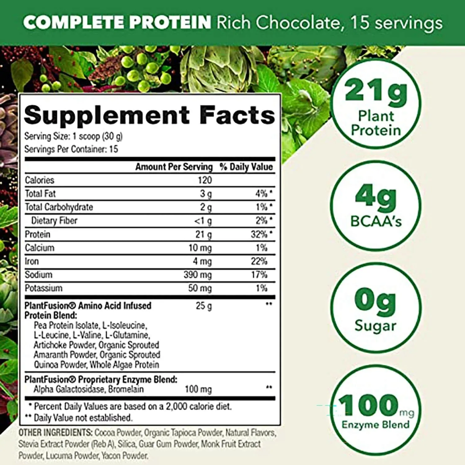 PlantFusion Complete Plant Protein Rich Chocolate 1 lb Powder