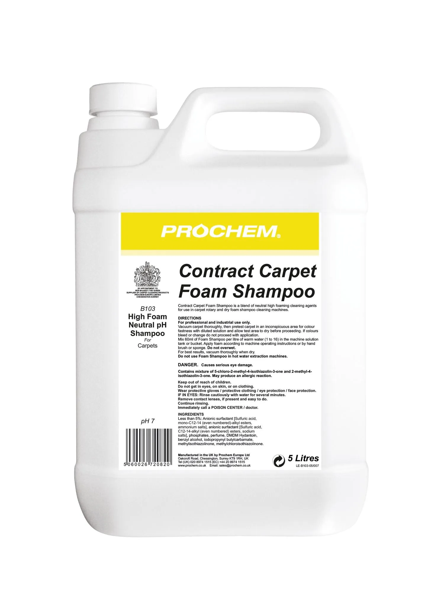 Prochem Contract Carpet Foam Shampoo B103 5 Ltr